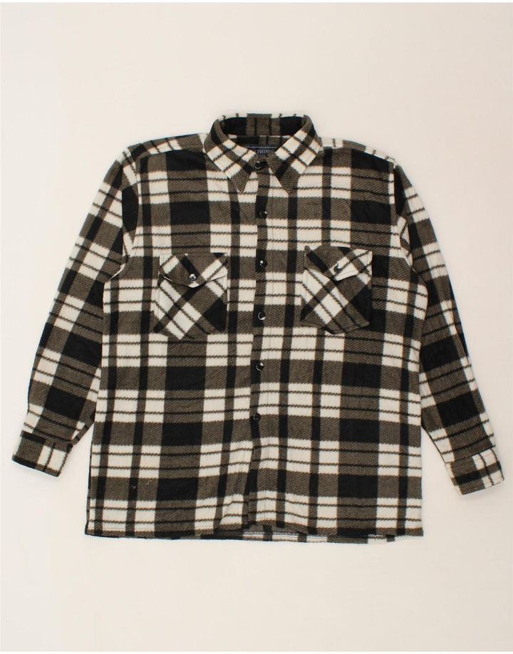 VINTAGE Mens Fleece Shirt XL Black Check Cotton Vintage Vintage and Second-Hand Vintage from Messina Hembry 