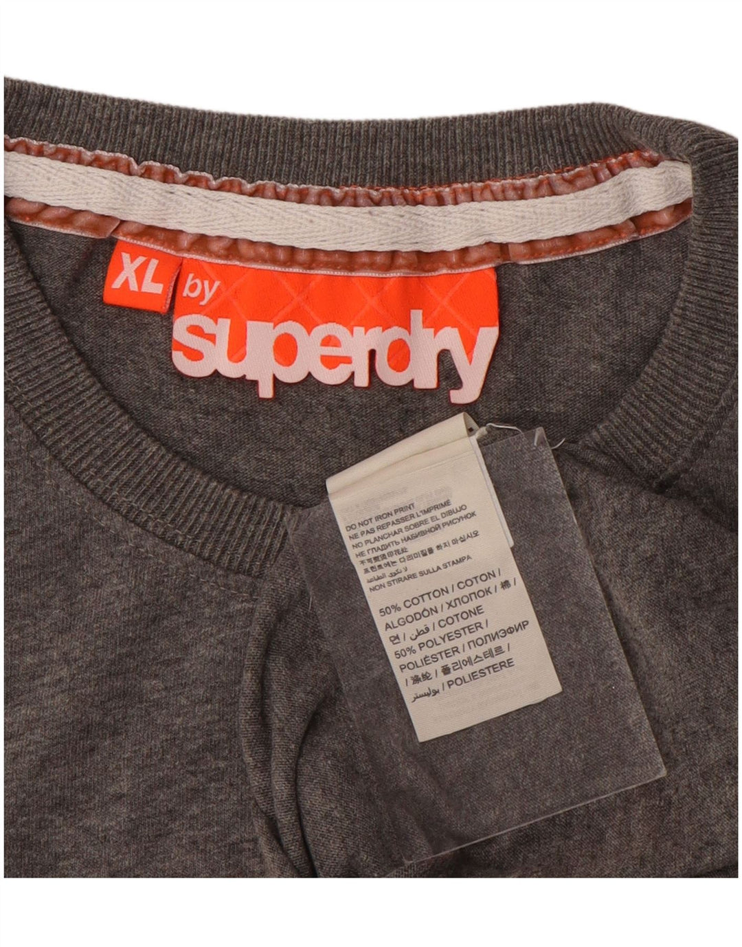 Męski T-shirt Superdry z grafiką, rozmiar XL, szara bawełna