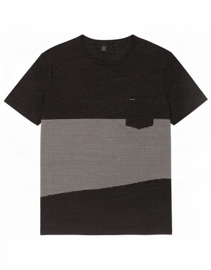 T-shirt męski Volcom, duży, czarny, bawełniany w paski