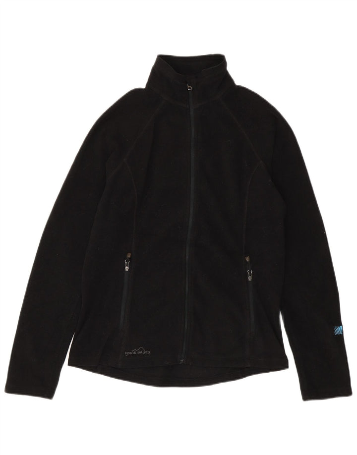 EDDIE BAUER Womens Fleece Jacket UK 10 Small Black Polyester