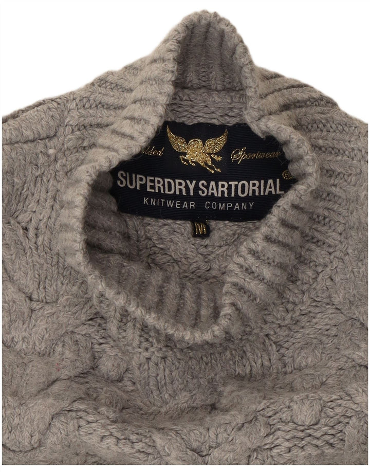 Damski sweter oversize Superdry z golfem UK 14, średni szary