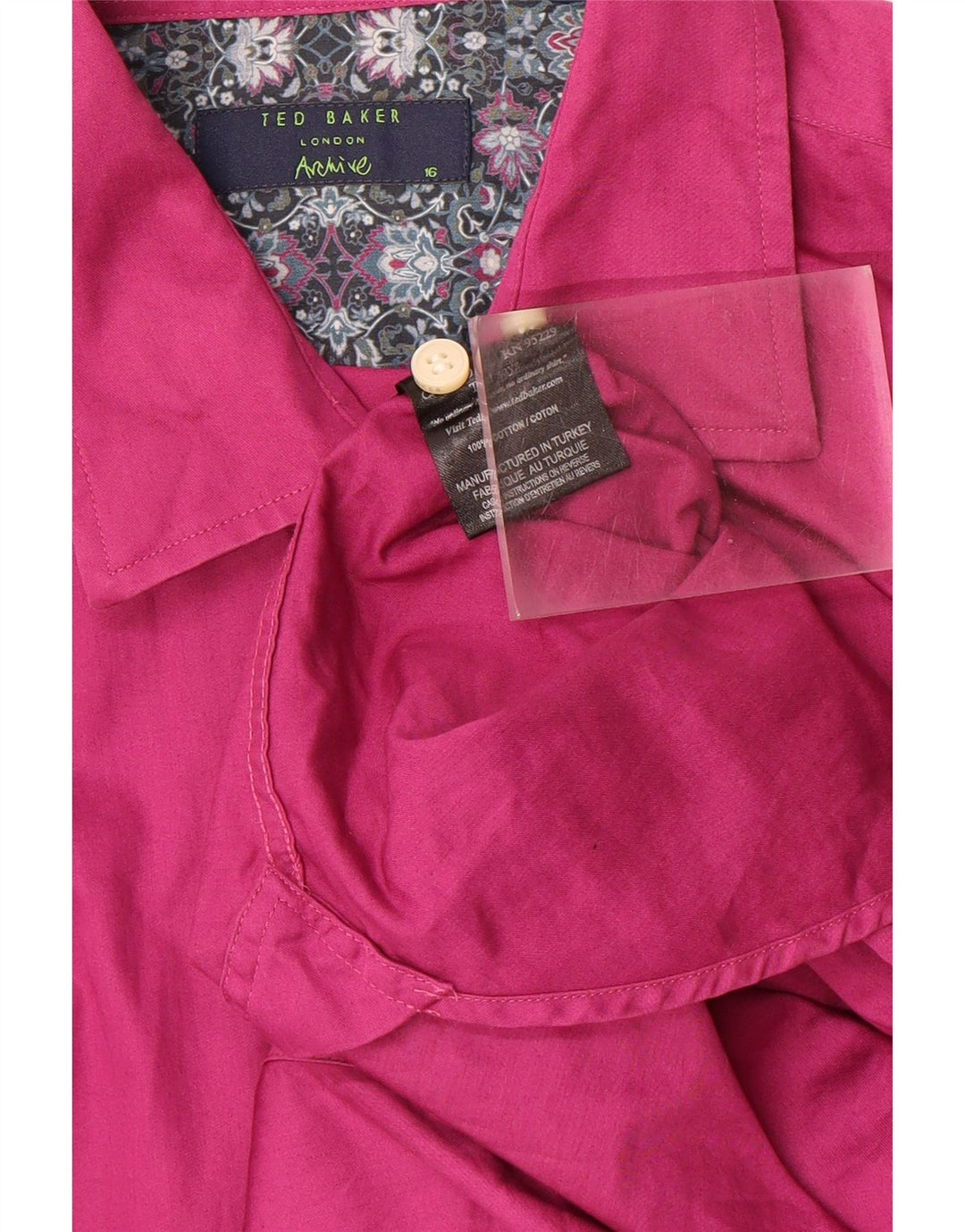 TED BAKER Mens London Shirt Size 16 Large Pink Cotton