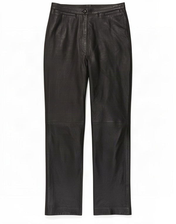Woodlands damskie proste skórzane spodnie UK 10 Small W26 L29