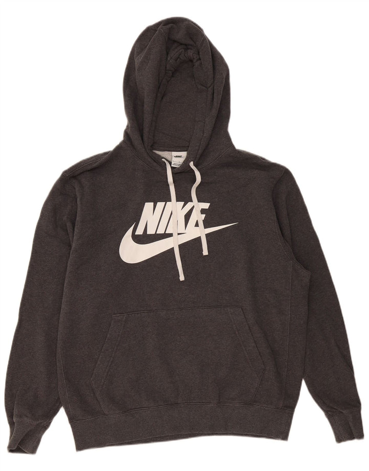 Męski sweter z kapturem Nike z grafiką, duży, szary, bawełniany