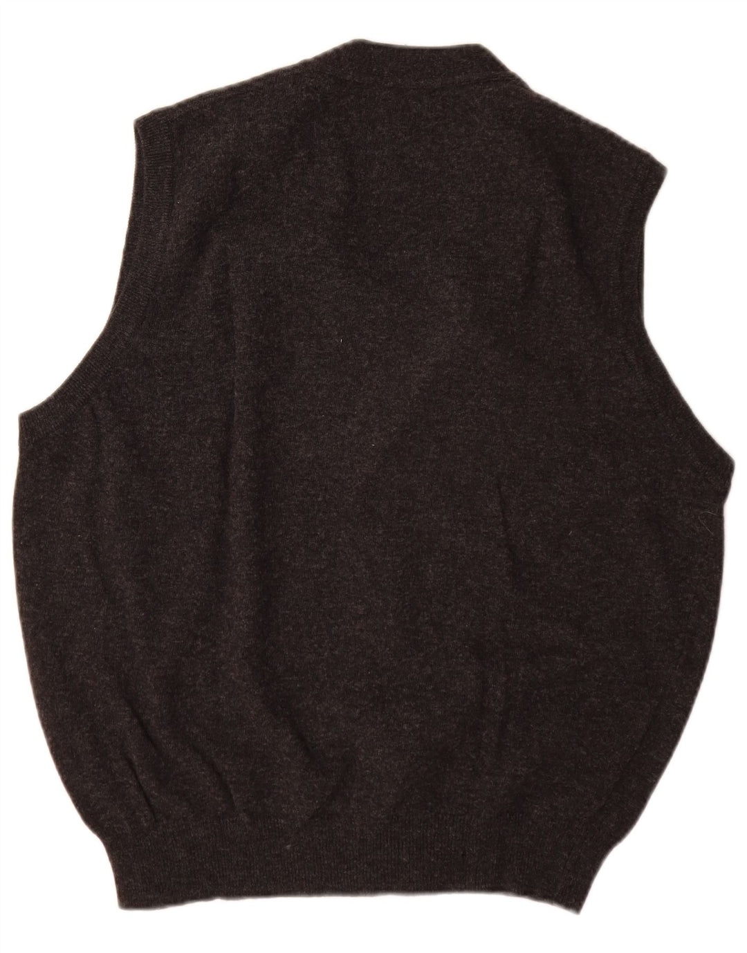 Męski sweter rozpinany Benetton bez rękawów, średnioszary, z dziewiczej wełny