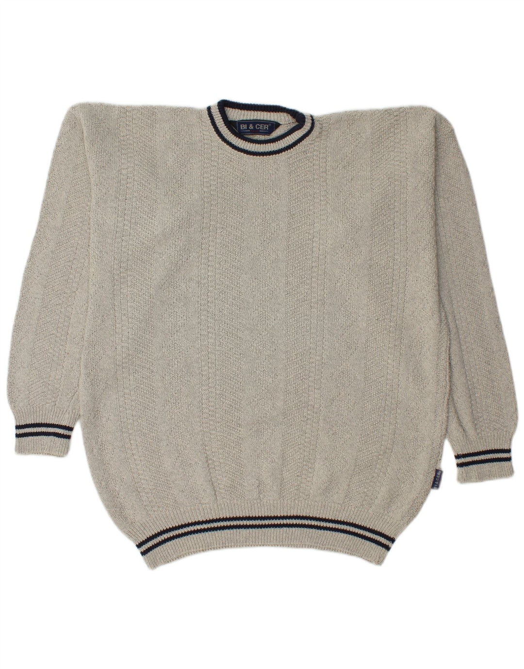 Męski sweter z okrągłym dekoltem w stylu VINTAGE XL, szara bawełna