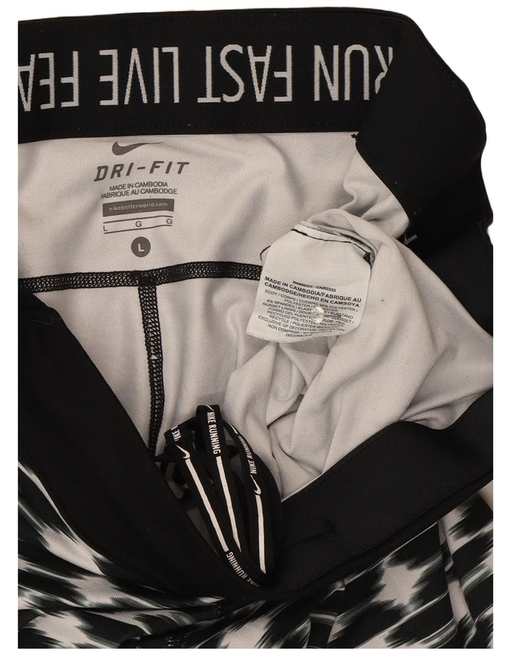 Damskie legginsy Nike Dri Fit, duży, czarny, geometryczny poliester
