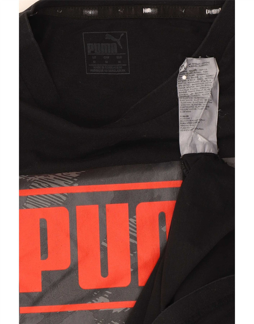 Męska koszulka z grafiką Puma, średnia czarna bawełniana
