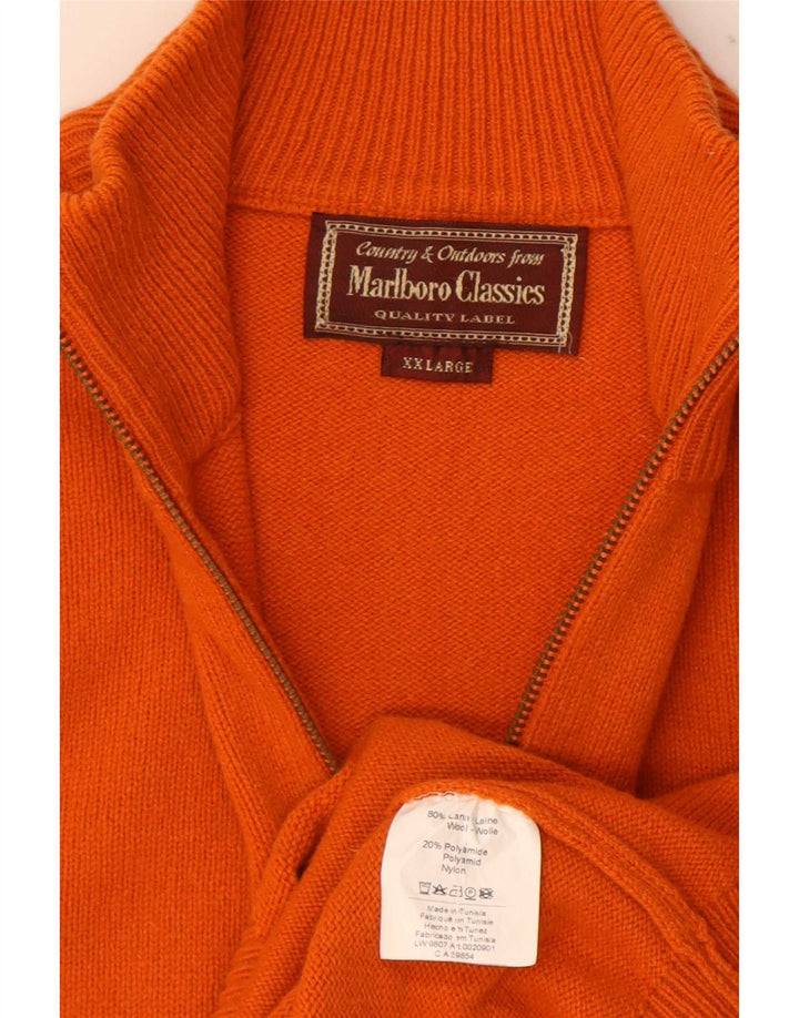 Marlboro Classics Męski sweter z zamkiem błyskawicznym 2XL Pomarańczowa wełna