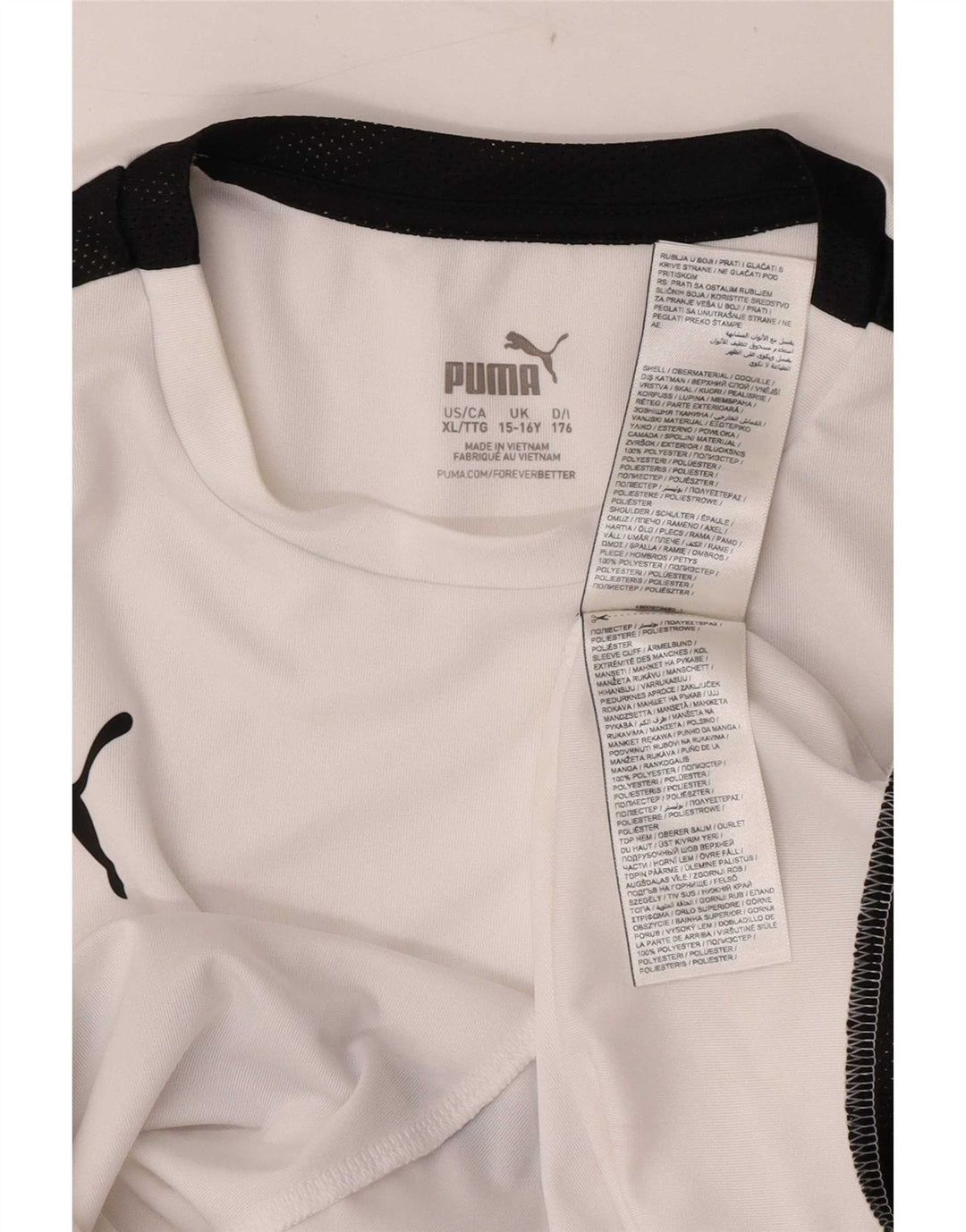 T-shirt chłopięcy Puma, 15-16 lat, biały poliester z blokami kolorów