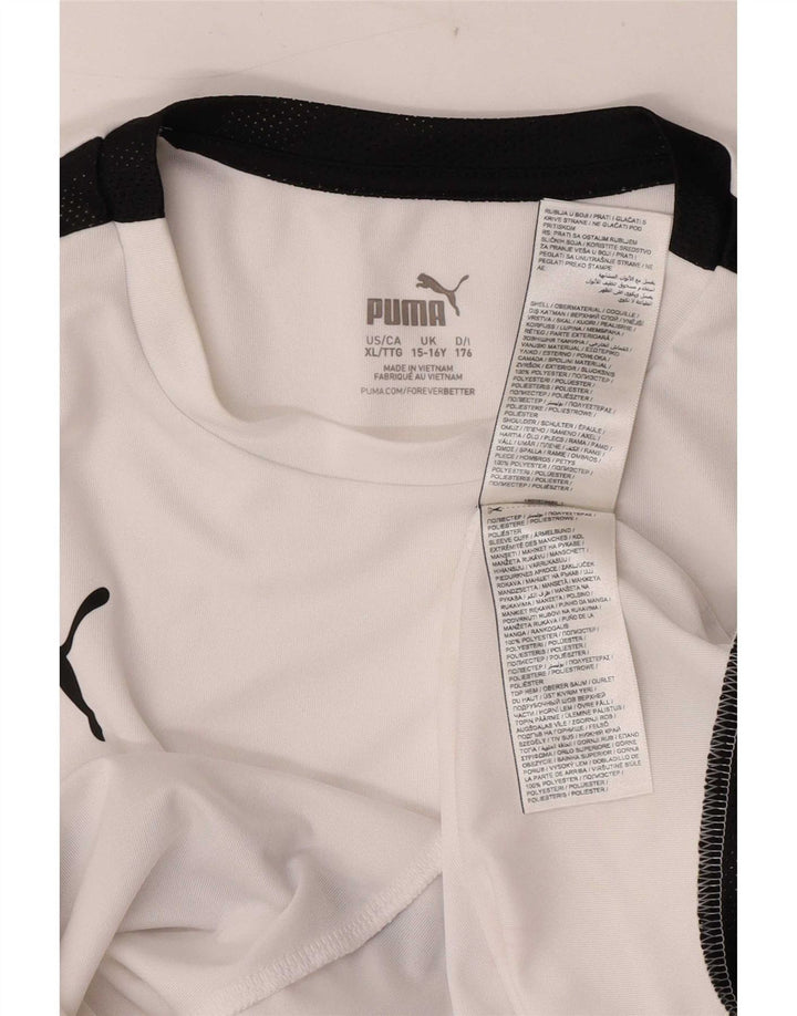 T-shirt chłopięcy Puma, 15-16 lat, biały poliester z blokami kolorów