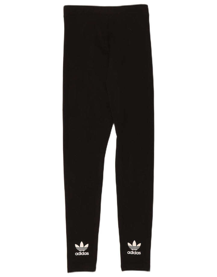 Damskie legginsy ADIDAS z grafiką UK 10, małe, czarne, poliestrowe