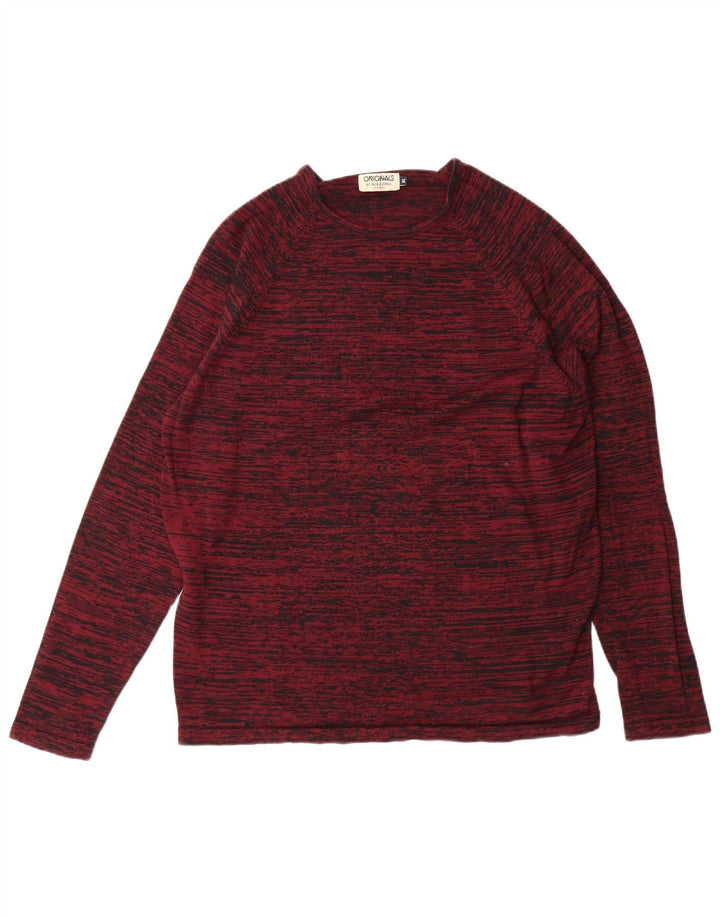 JACK & JONES Mens Crew Neck Jumper Sweater XL Maroon Flecked