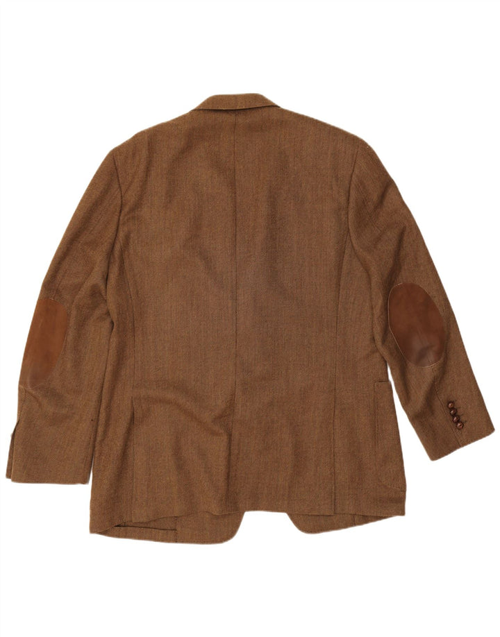 Męska marynarka zapinana na 3 guziki Canali IT 54 2XL Brązowa wełna dziewicza