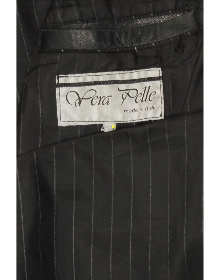 Vintage męska kurtka skórzana IT 54 2XL czarna skóra