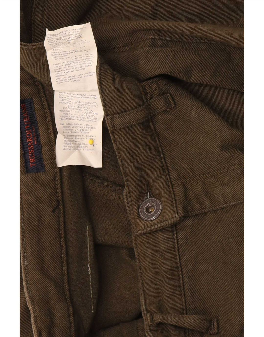 Damskie jeansy Bootcut Trussardi W31 L31, bawełna khaki