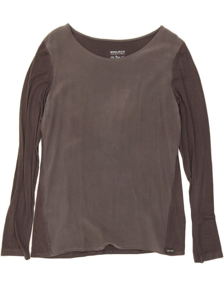 WOOLRICH Womens Top Long Sleeve UK 14 Large Grey Colourblock Vintage Woolrich and Second-Hand Woolrich from Messina Hembry 