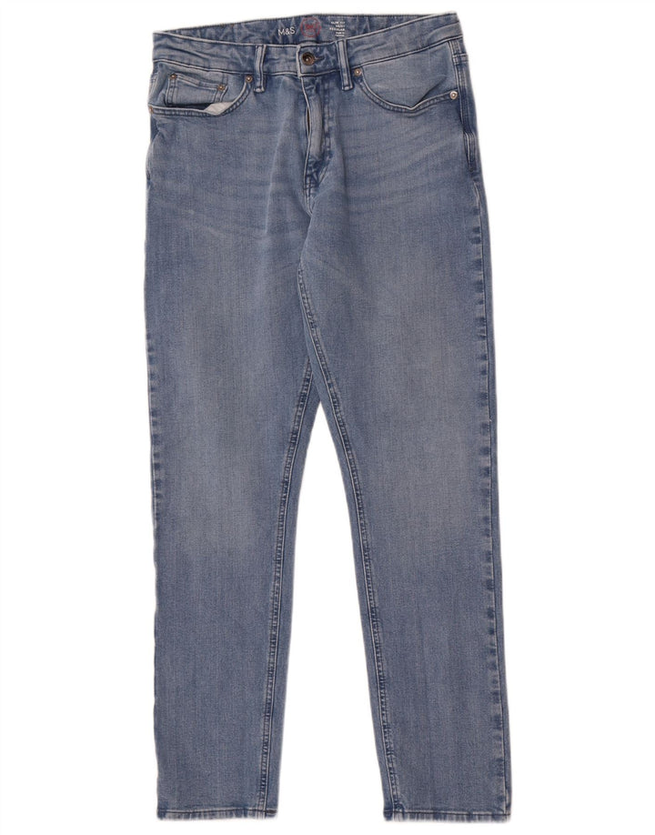 Marks & Spencer Męskie regularne jeansy slim W30 L31 Niebieskie bawełniane