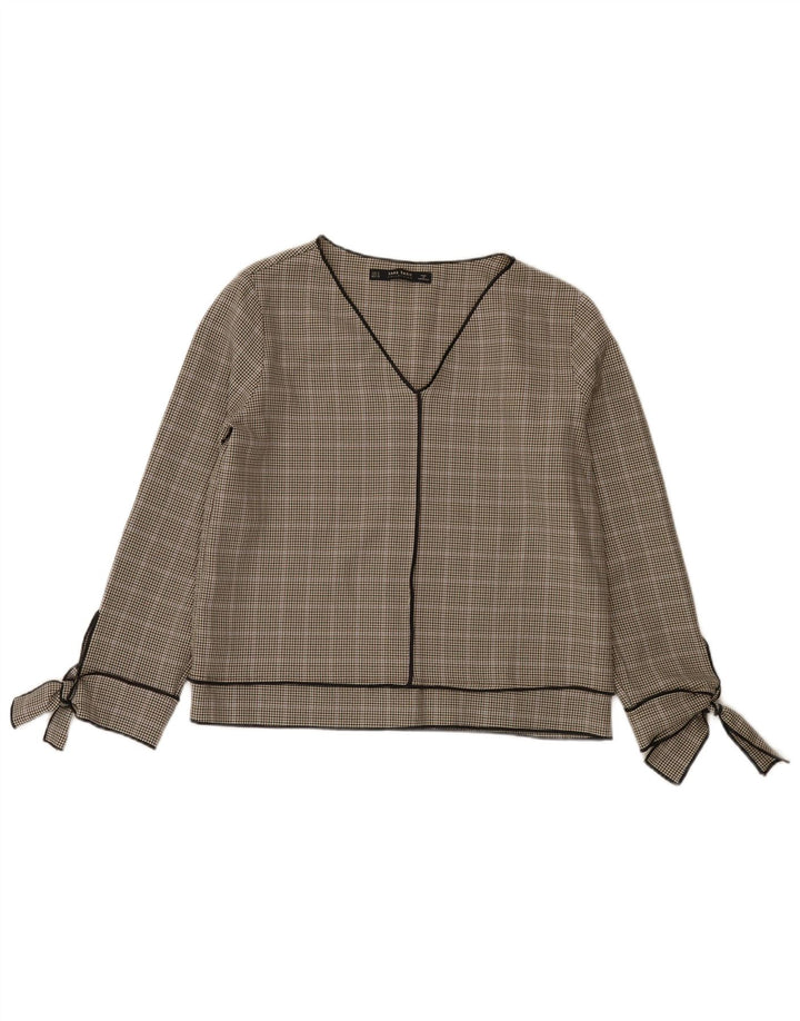 Damska bluzka z długim rękawem Zara Top UK 10 Small Grey Houndstooth