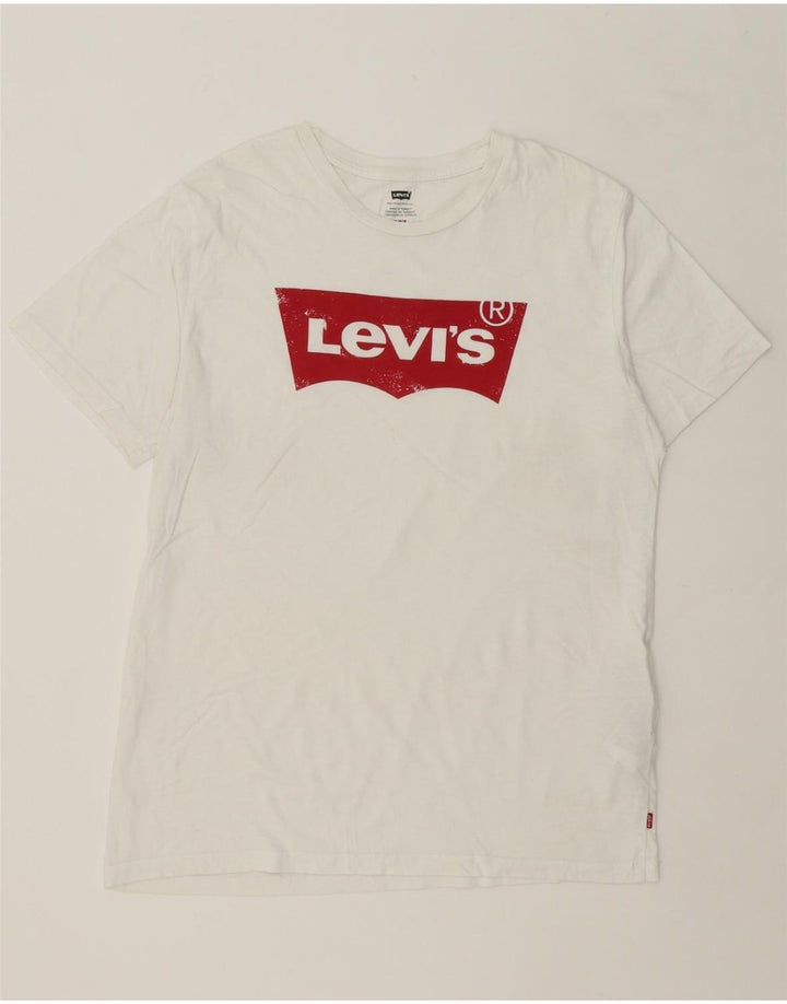 LEVI'S Mens Graphic T-Shirt Top Medium White Cotton Vintage Levi's and Second-Hand Levi's from Messina Hembry 