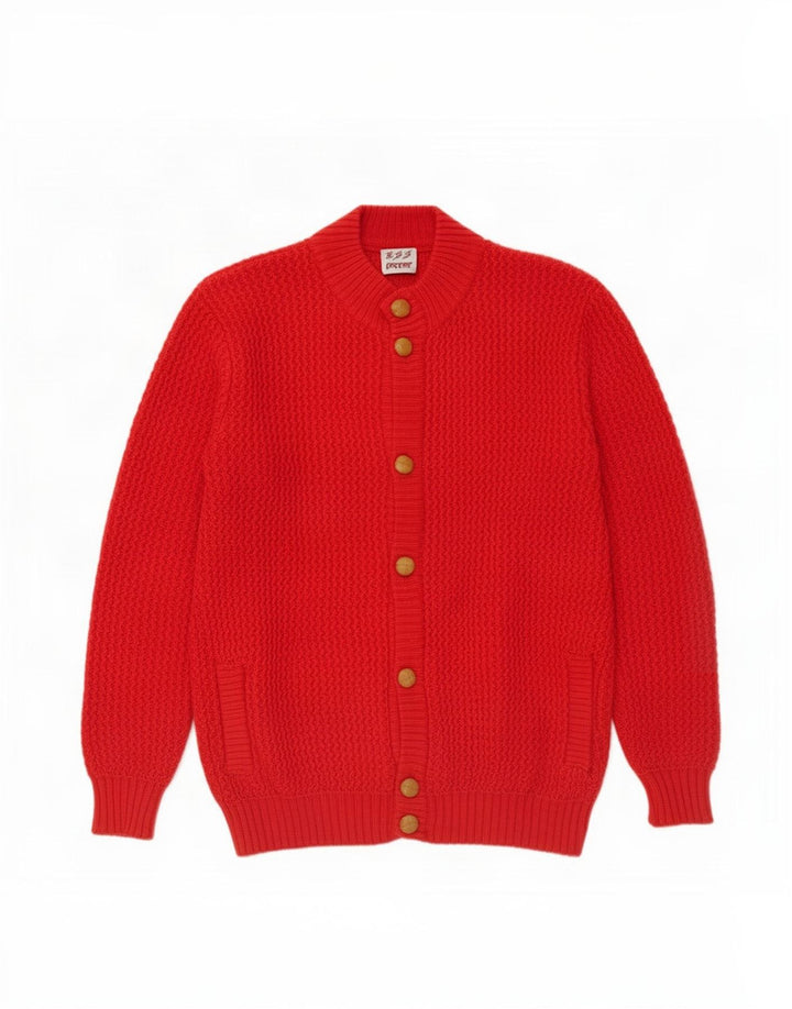 Vintage męski sweter rozpinany, średni czerwony