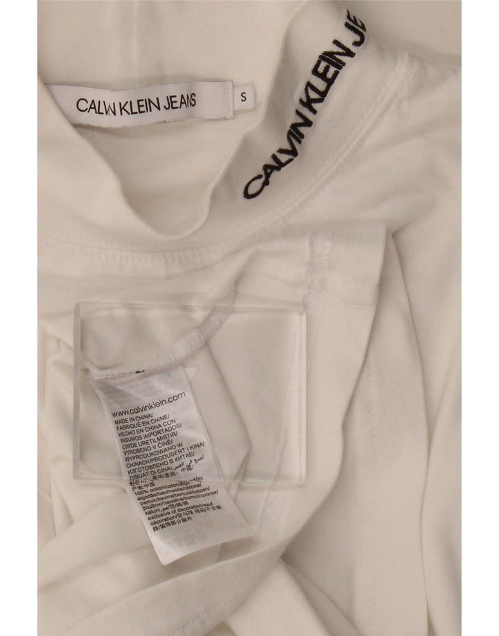 CALVIN KLEIN JEANS Męski top z długim rękawem, mały, biały, bawełniany