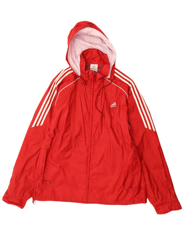 Męska kurtka przeciwdeszczowa Adidas z kapturem UK 44/46, duża, czerwona, poliamidowa