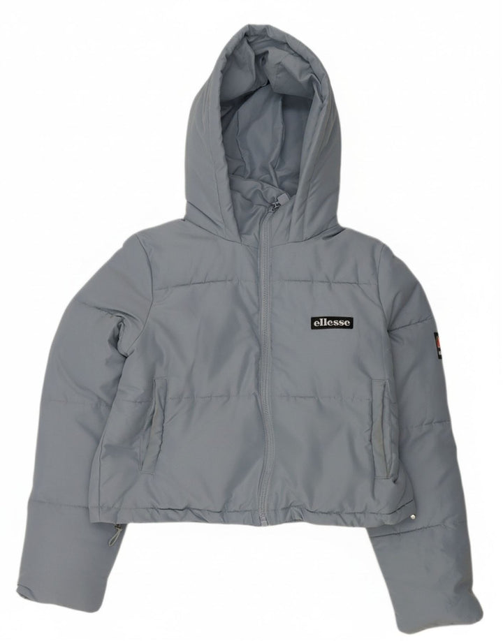 ELLESSE Womens Oversized Graphic Hooded Padded Jacket UK 12 Medium Blue