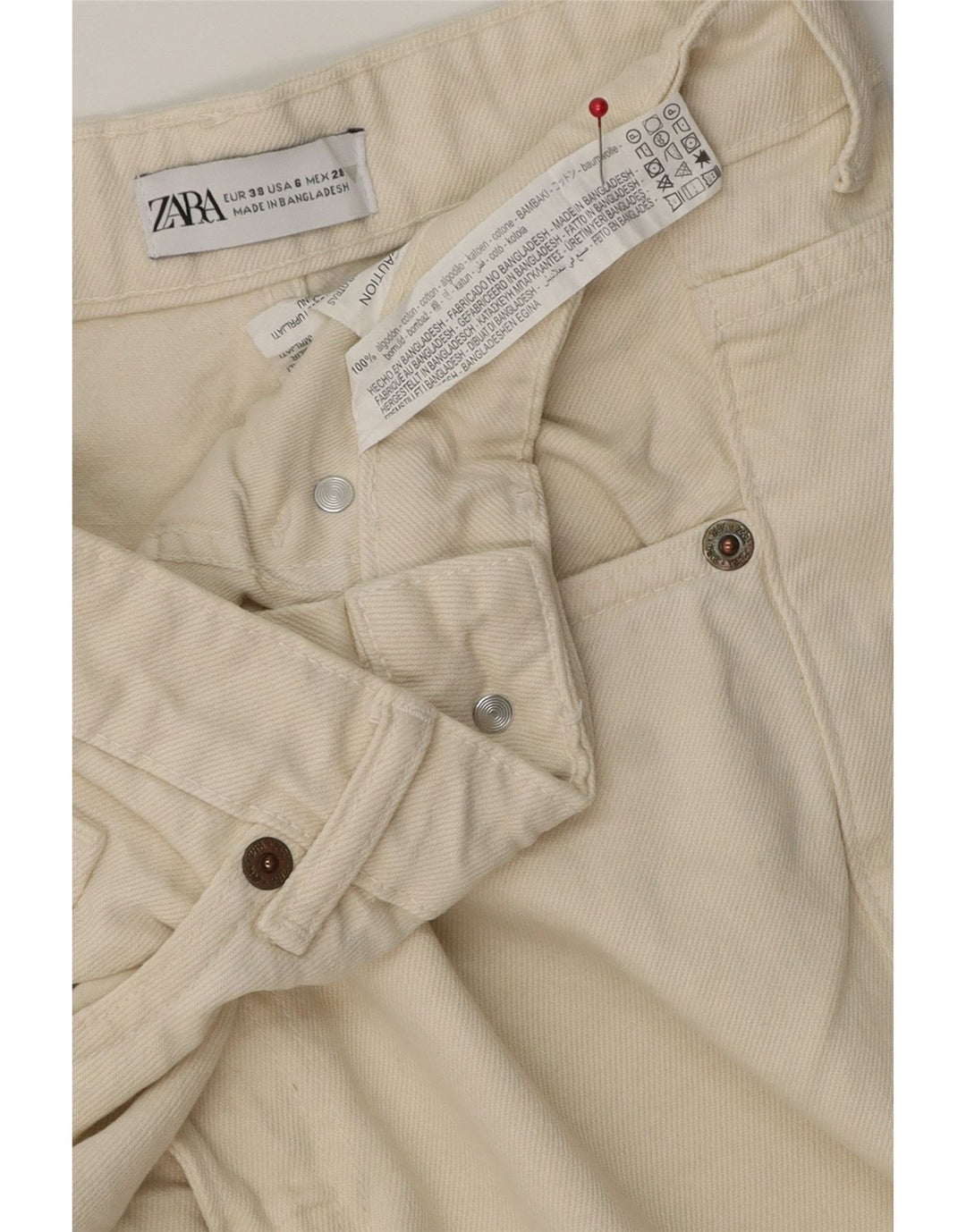 Damskie spodenki jeansowe Zara EU 38 Small W28 Off White Cotton