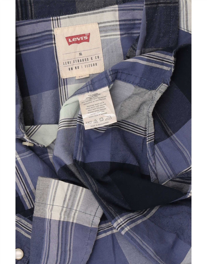 Męska koszula z krótkim rękawem Levi's XL, niebieska kratka, bawełniana