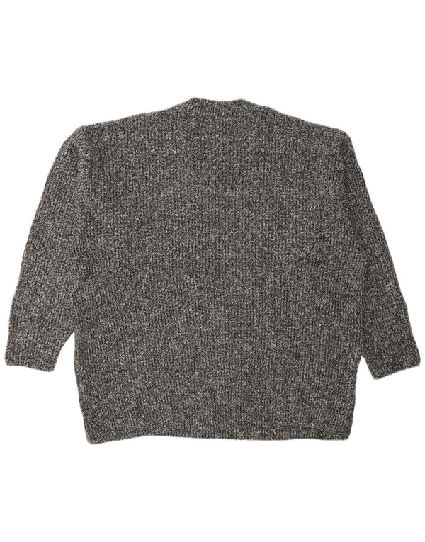 Marks & Spencer Męski sweter z okrągłym dekoltem, duży, szary, nakrapiany akryl