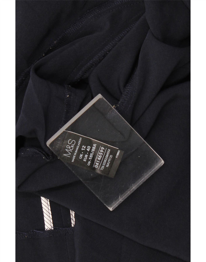 MARKS & SPENCER Damska otwarta marynarka UK 12, średni granatowy poliester