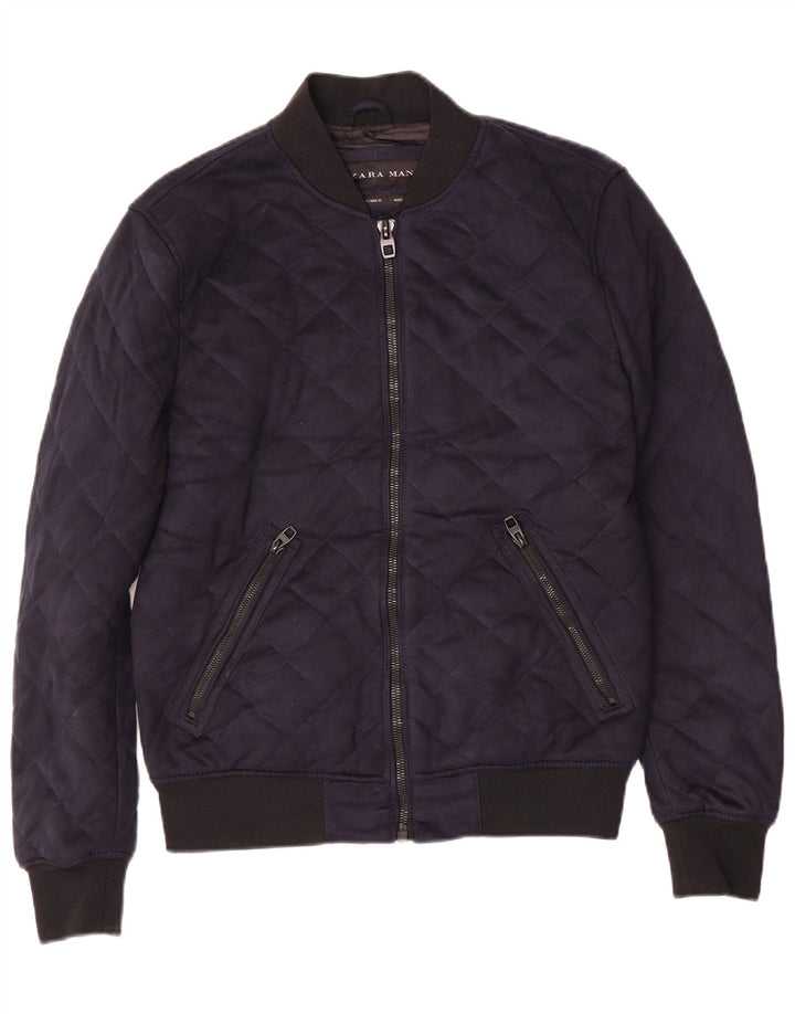 Męska pikowana kurtka Zara UK 38, średni granatowy poliester