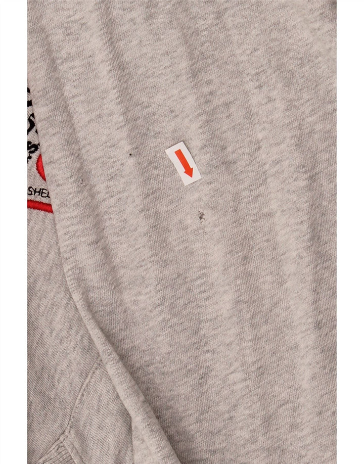 Męski sweter z kapturem i grafiką GUESS o luźnym kroju, duży, szary, bawełniany