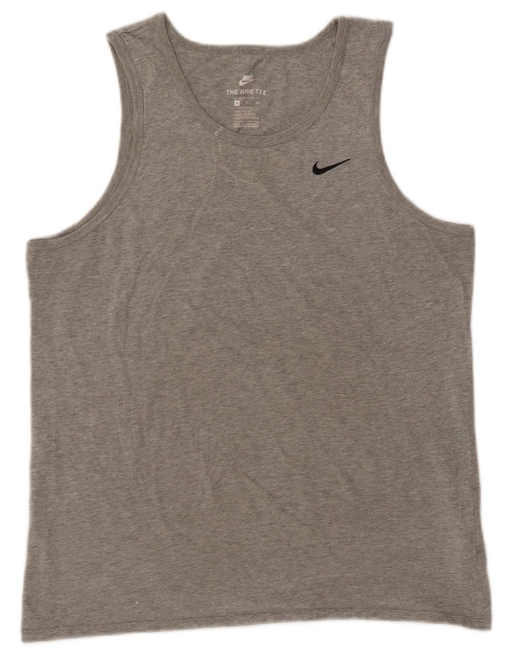 Męska kamizelka NIKE o sportowym kroju, mała, szara, bawełniana w cętki