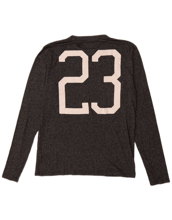 Męski graficzny top Superdry z długim rękawem, średnioszary, bawełniany