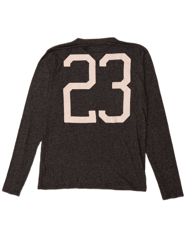 Męski graficzny top Superdry z długim rękawem, średnioszary, bawełniany