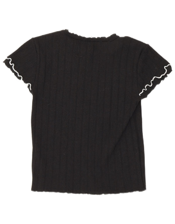 Damski krótki t-shirt Zara UK 12, średni czarny poliester