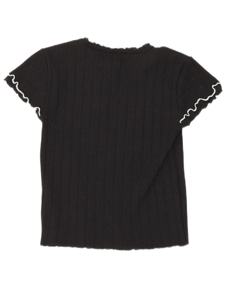 Damski krótki t-shirt Zara UK 12, średni czarny poliester