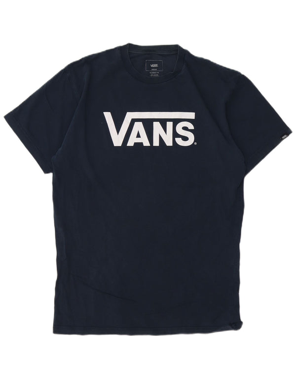 Męski T-shirt VANS o klasycznym kroju z grafiką, średni, granatowy, bawełniany