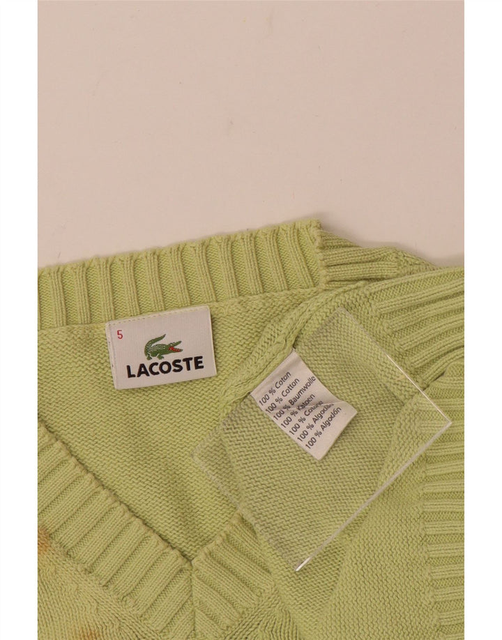 Męski sweter LACOSTE z dekoltem w kształcie litery V, rozmiar 5, duży, zielony, bawełniany