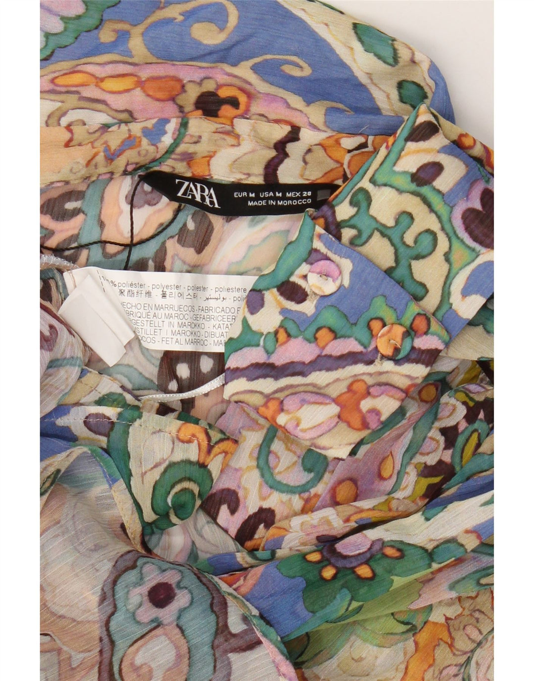 Damska bluzka koszulowa oversize Zara UK 14, średnia, wielokolorowa paisley
