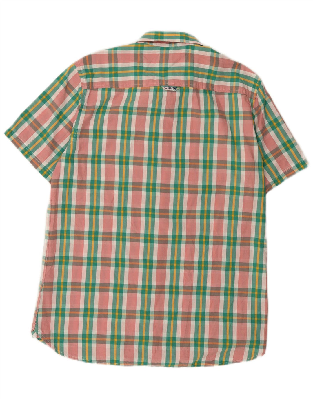 Crew Clothing Męska koszula z krótkim rękawem, bawełniana w średnią zieloną kratkę