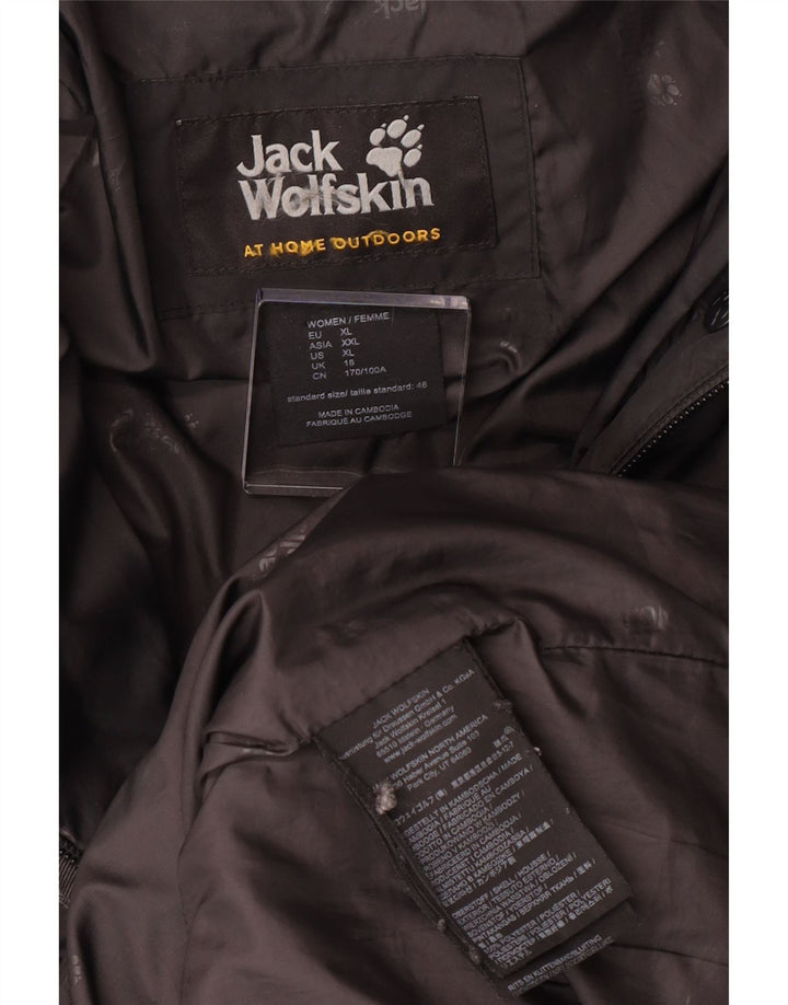 Damski ocieplany płaszcz z kapturem Jack Wolfskin UK 18 XL, szary poliester