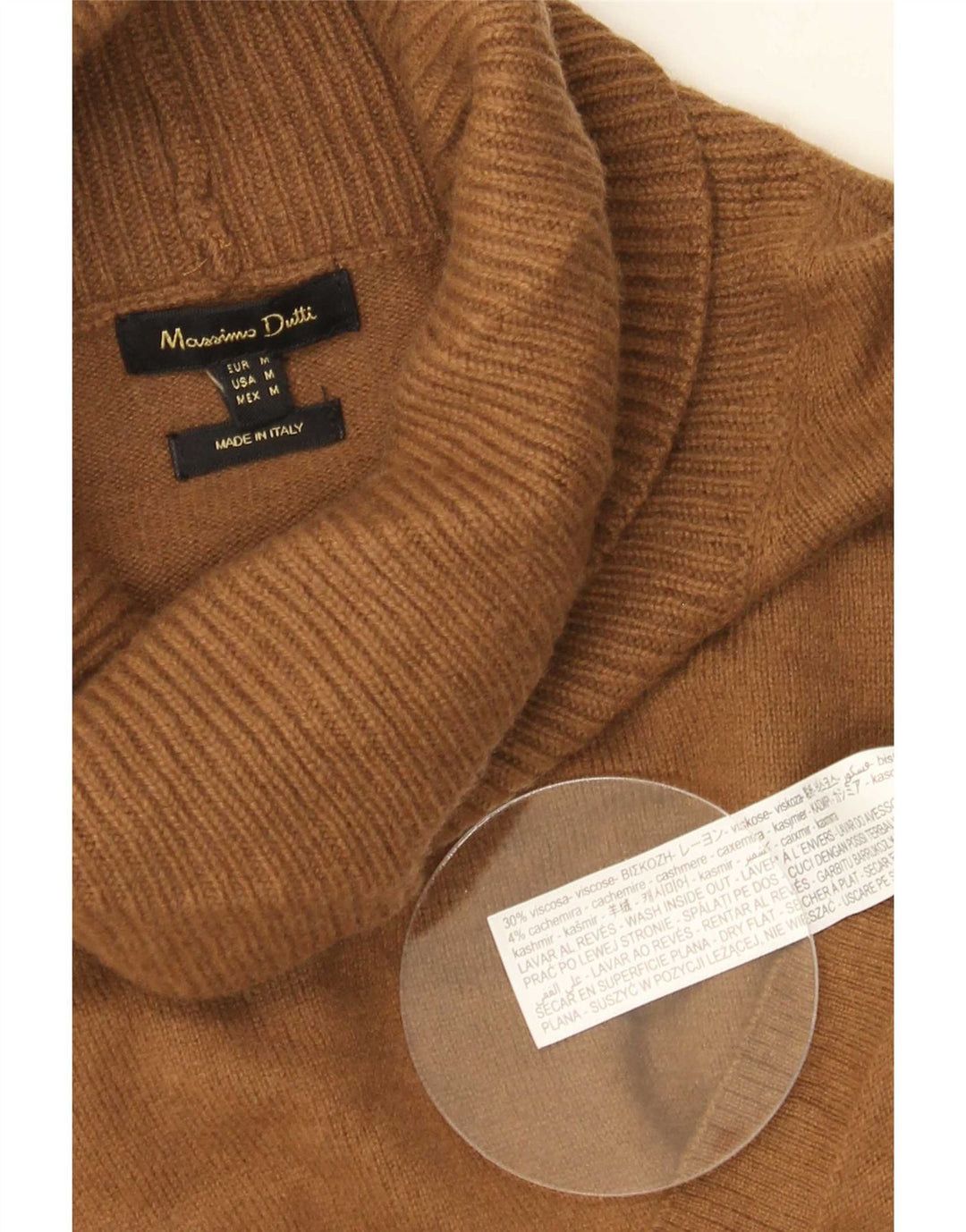 Sweter damski Massimo Dutti z wywijanym dekoltem UK 14 Średni brązowy wiskoza