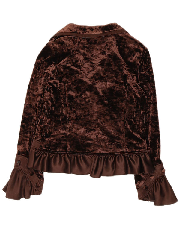 JOSEPH RIBKOFF Damska welurowa bluzka koszulowa UK 16, duża, brązowa, poliester