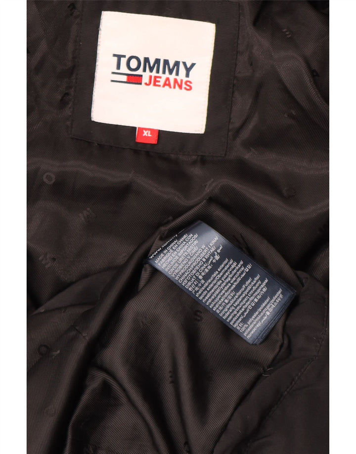 Damski ocieplany płaszcz z kapturem Tommy Hilfiger UK 18 XL, czarny poliester