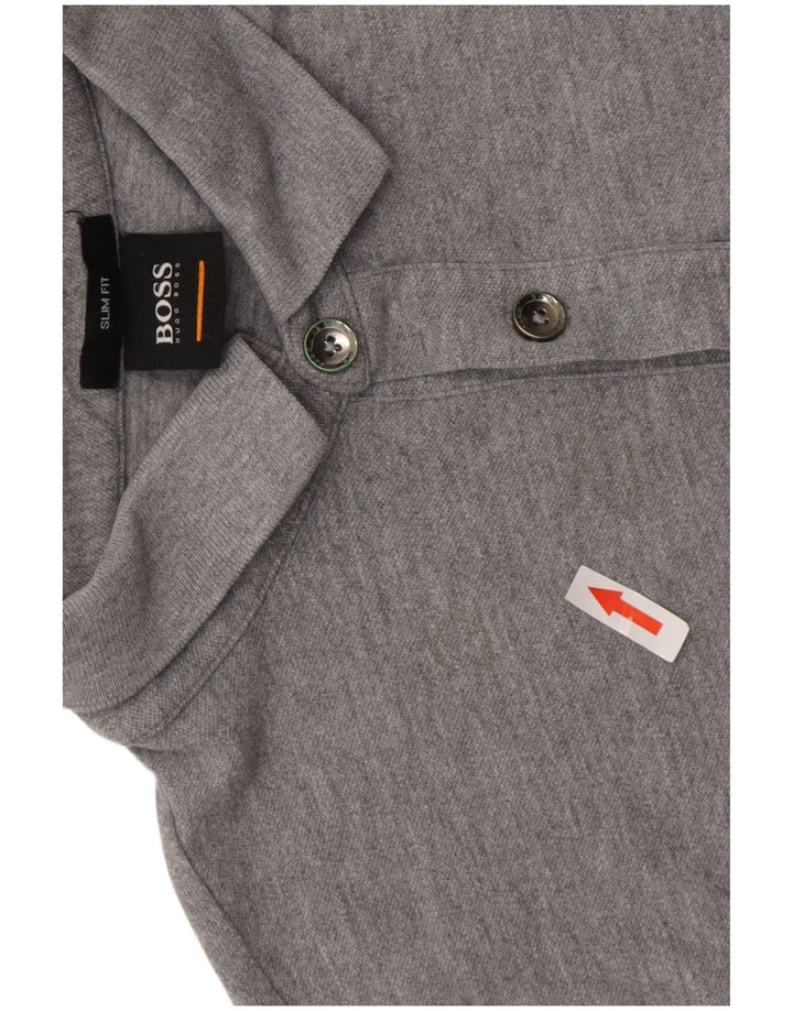 Męska koszulka polo Slim Fit Hugo Boss, mała, szara