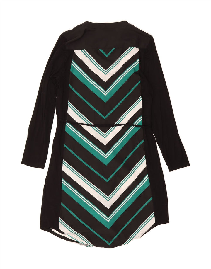 OASIS Womens Long Sleeve A-Line Dress UK 14 Medium Black Striped Polyester Vintage Oasis and Second-Hand Oasis from Messina Hembry 