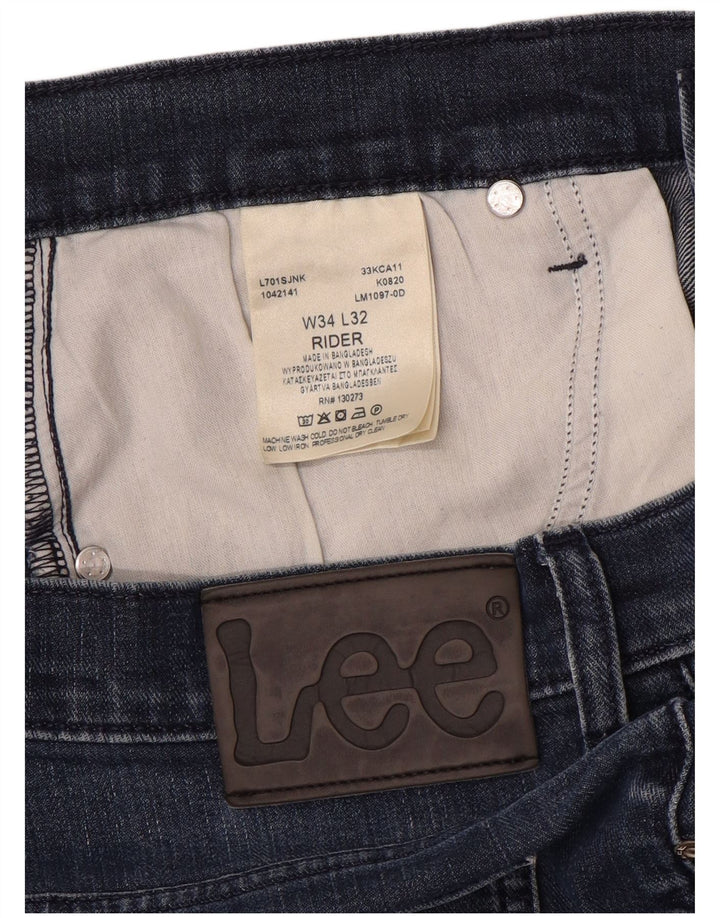Męskie jeansy Lee Rider Straight W34 L30 Niebieskie bawełniane